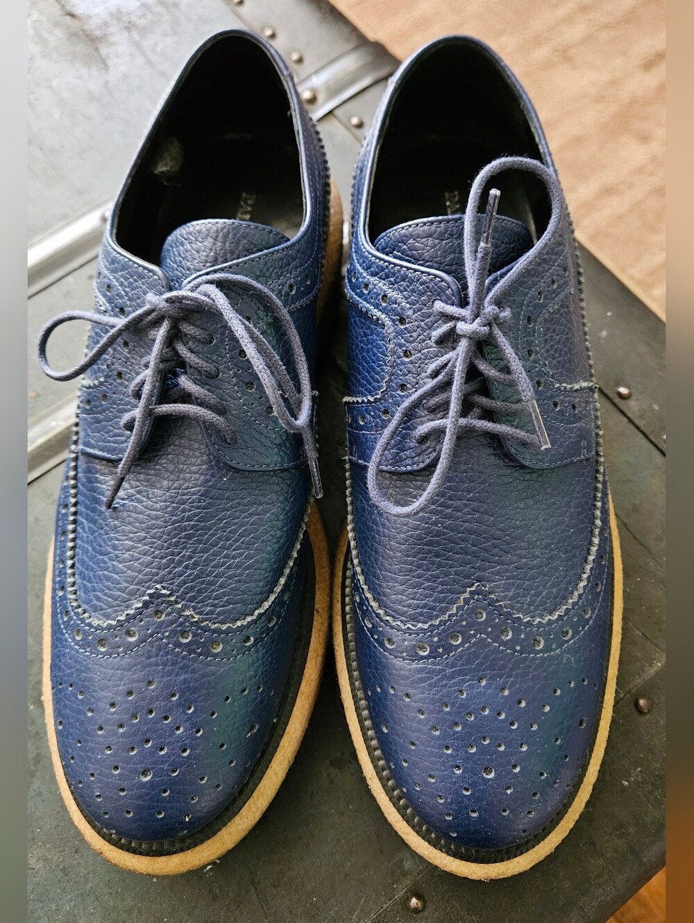 Women's Blue Wingtip Brogue Derby Shoes